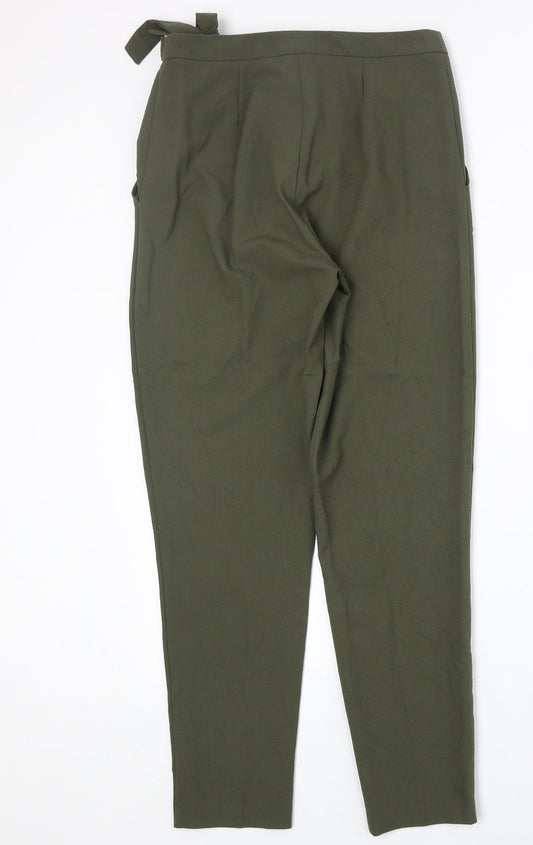 Missguided Womens Green Polyester Trousers Size 8 Regular Zip - Tie Side