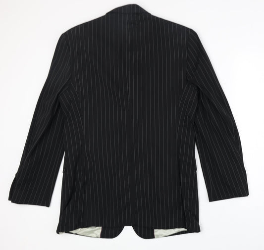 River Island Mens Black Striped Polyester Jacket Suit Jacket Size 40 Regular
