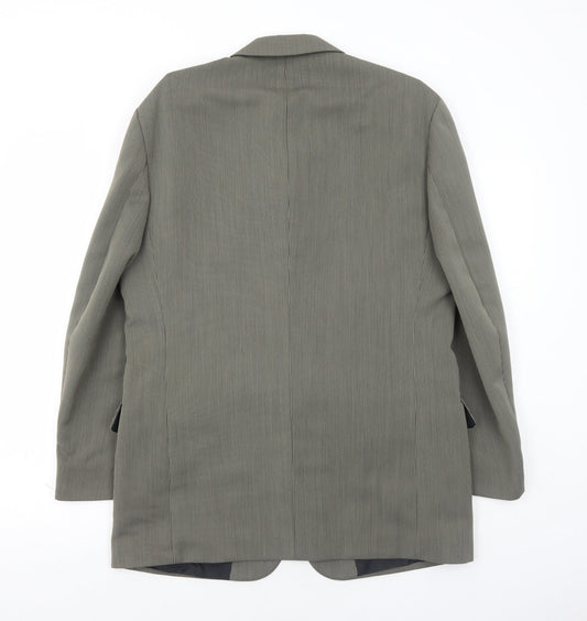 AW Trench Mens Grey Striped Polyester Jacket Blazer Size 42 Regular