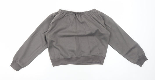 PRETTYLITTLETHING Womens Grey Cotton Pullover Sweatshirt Size S Pullover - Cropped