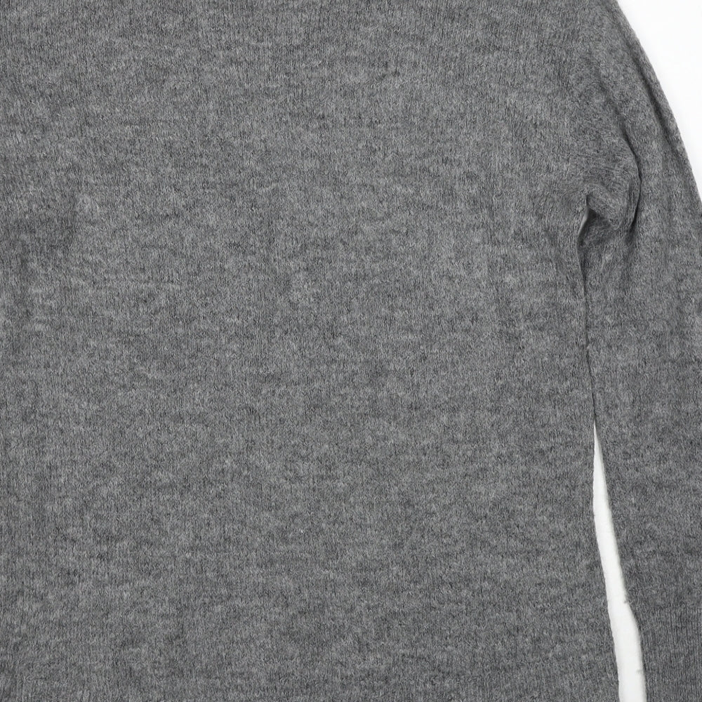 H&M Womens Grey Round Neck Acetate Pullover Jumper Size M