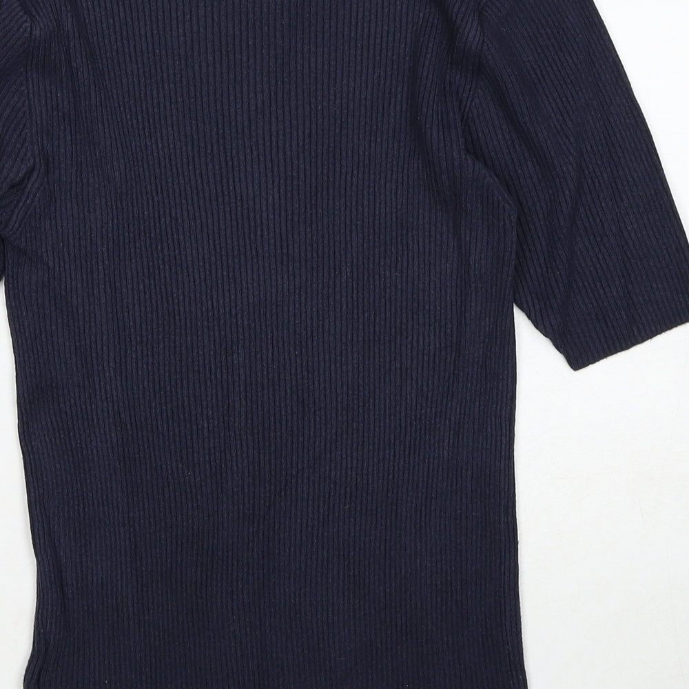 Marks and Spencer Womens Blue Round Neck Viscose Pullover Jumper Size 12