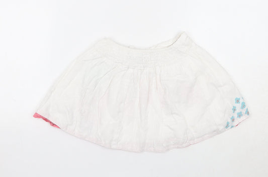 Uttam Kids Girls White Floral Cotton A-Line Skirt Size 5-6 Years Regular Pull On