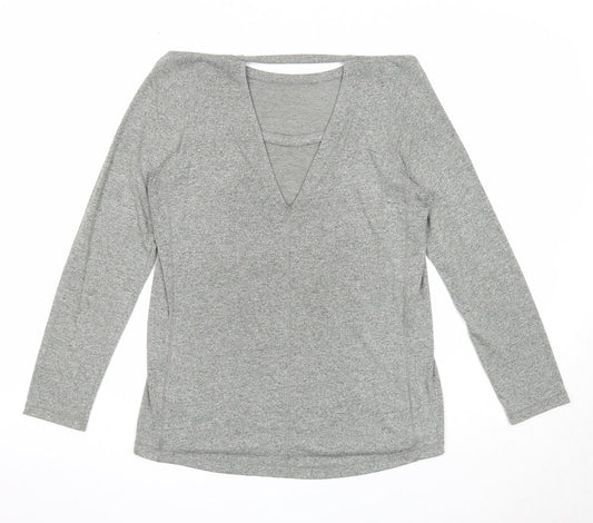 Soluxe Womens Grey Polyester Pullover Casual Size S Round Neck Pullover