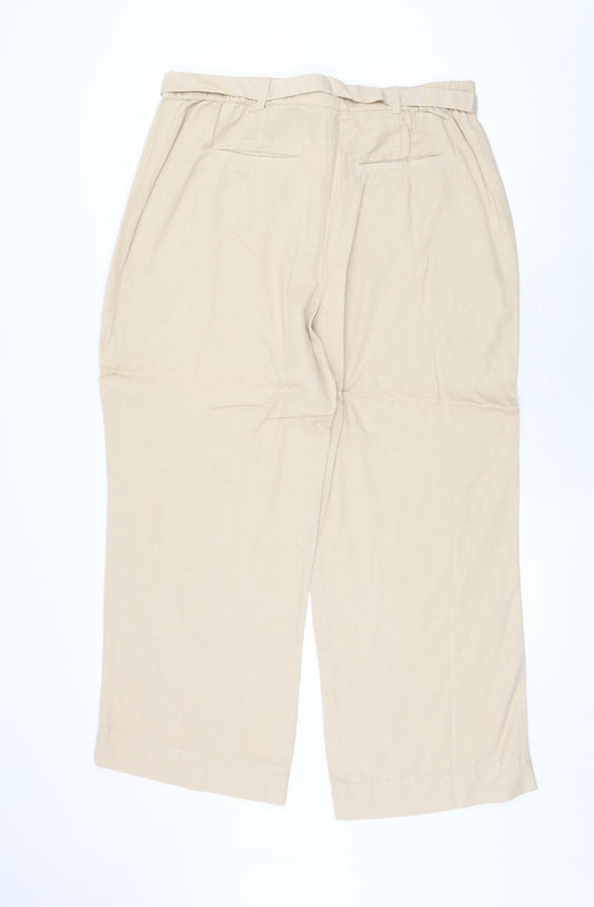 Casual Comfort Womens Beige Viscose Trousers Size 18 Regular Zip