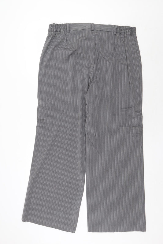 Agenda Womens Grey Striped Polyester Dress Pants Trousers Size 18 Regular Zip
