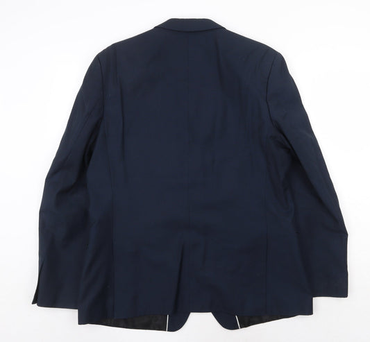 Red Herring Mens Blue Polyester Jacket Suit Jacket Size 44 Regular