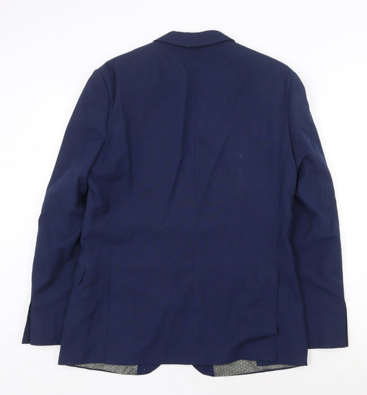 Limehaus Mens Blue Polyester Jacket Suit Jacket Size 40 Regular