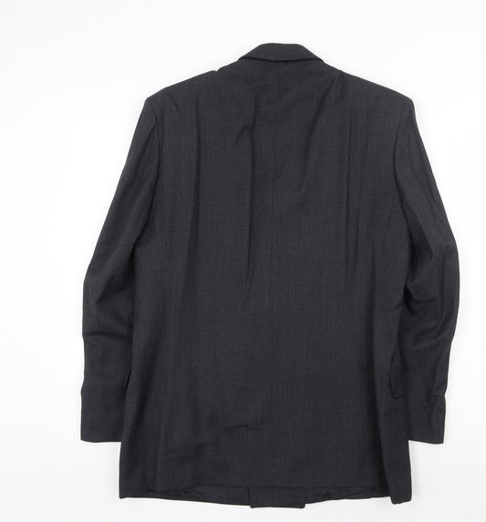 Marks and Spencer Mens Grey Geometric Polyester Jacket Suit Jacket Size 38 Regular