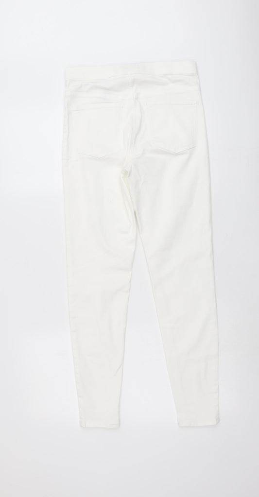 Marks and Spencer Womens Ivory Cotton Skinny Jeans Size 10 L28 in Regular