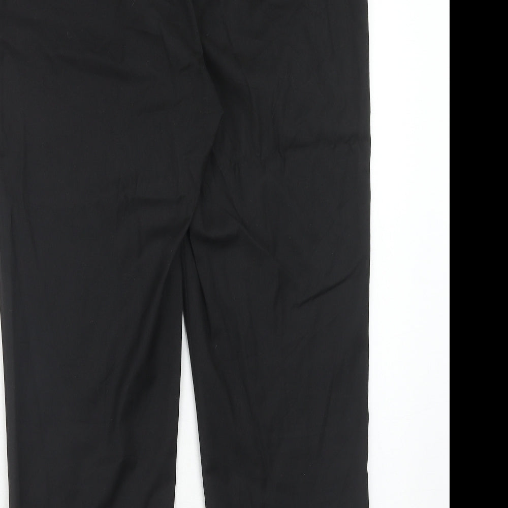 H&M Womens Black Polyester Dress Pants Trousers Size 32 in Regular Hook & Eye - Side Stripe Detail