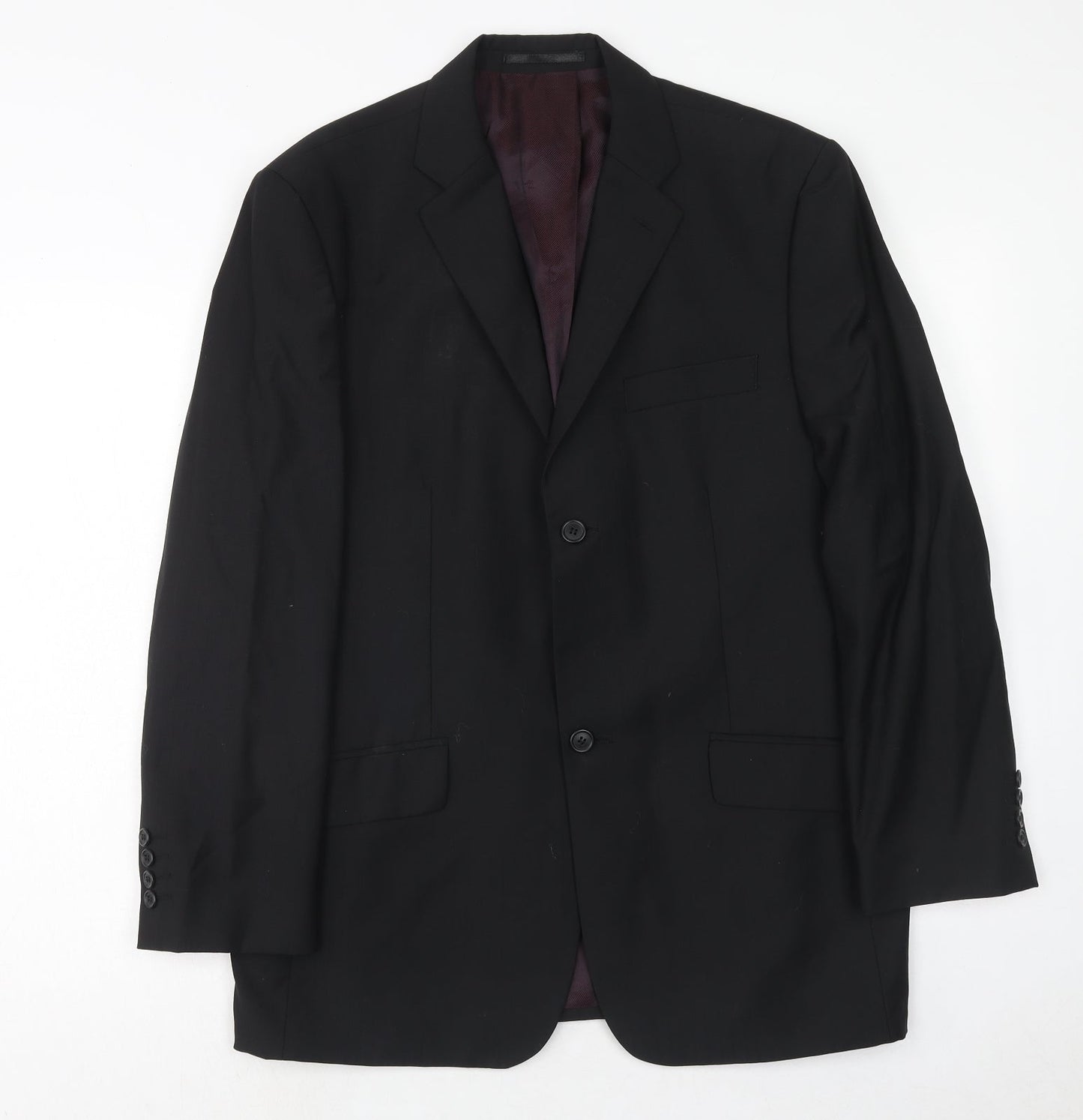 Fellini Mens Black Wool Jacket Suit Jacket Size 40 Regular