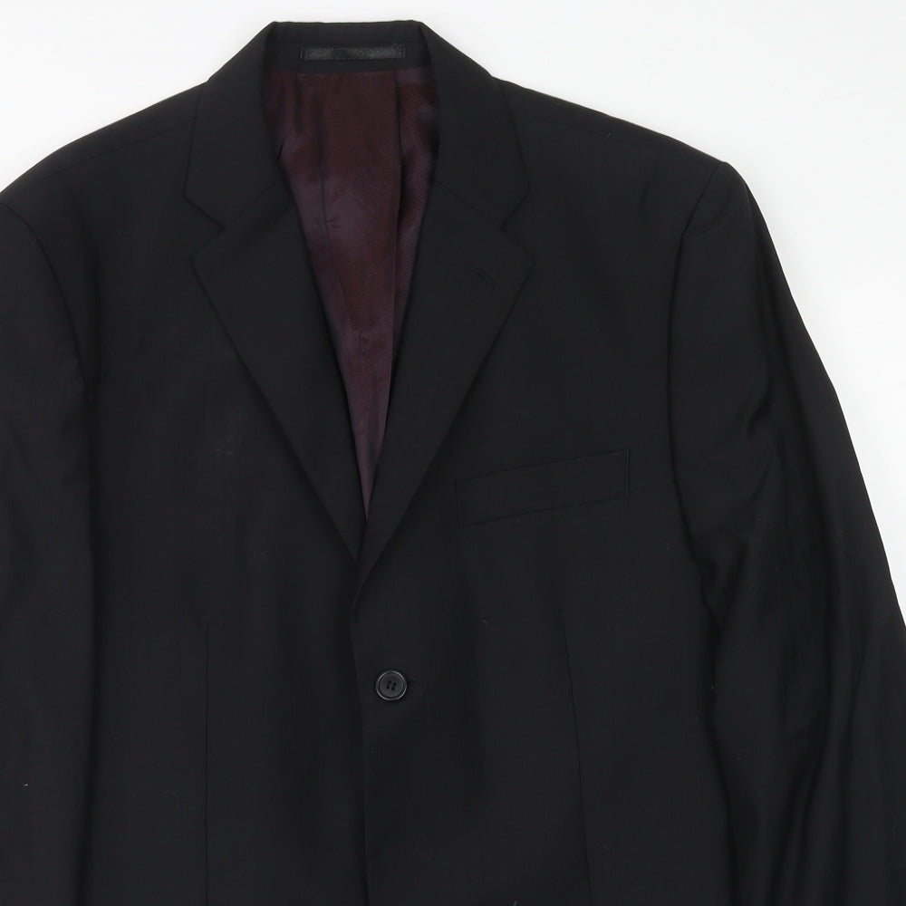 Fellini Mens Black Wool Jacket Suit Jacket Size 40 Regular