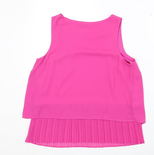 Dunnes Stores Womens Pink Polyester Basic Tank Size 10 Round Neck