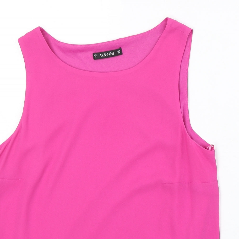 Dunnes Stores Womens Pink Polyester Basic Tank Size 10 Round Neck