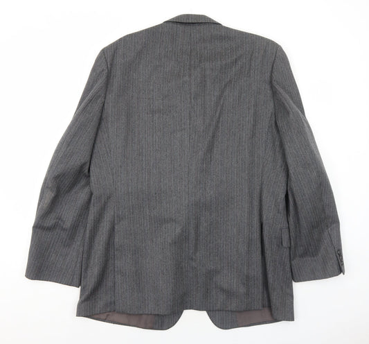 Marks and Spencer Mens Grey Striped Wool Jacket Suit Jacket Size 44 Regular