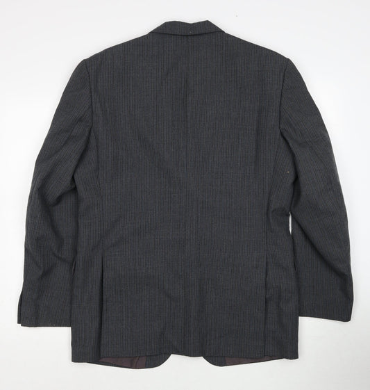 Preworn Mens Grey Polyester Jacket Suit Jacket Size 42 Regular