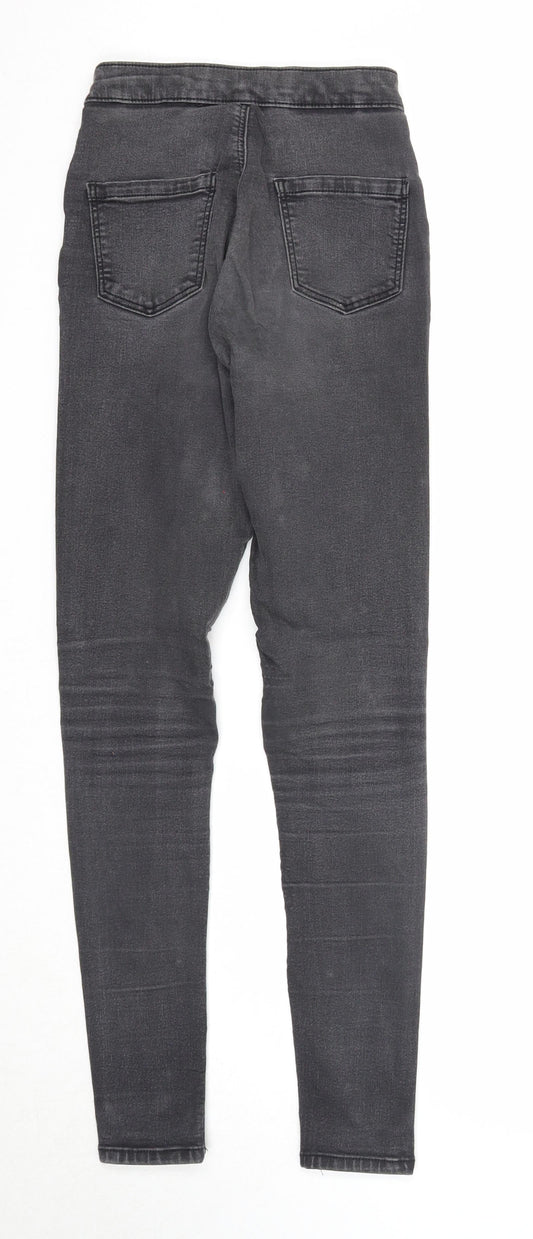 Topshop Womens Black Cotton Skinny Jeans Size 26 in L32 in Regular Zip