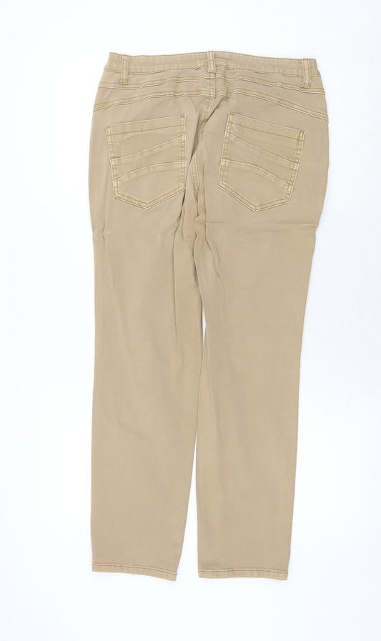 B.C. Best Connections Womens Beige Cotton Straight Jeans Size 32 in Regular Zip