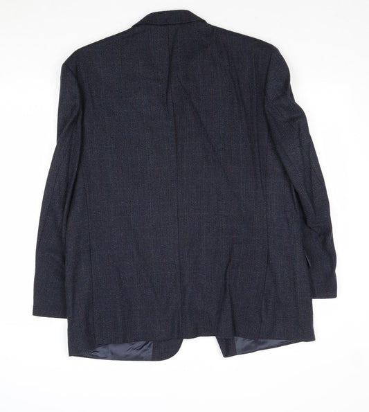 Woolmark Mens Blue Check Wool Jacket Suit Jacket Size 42 Regular