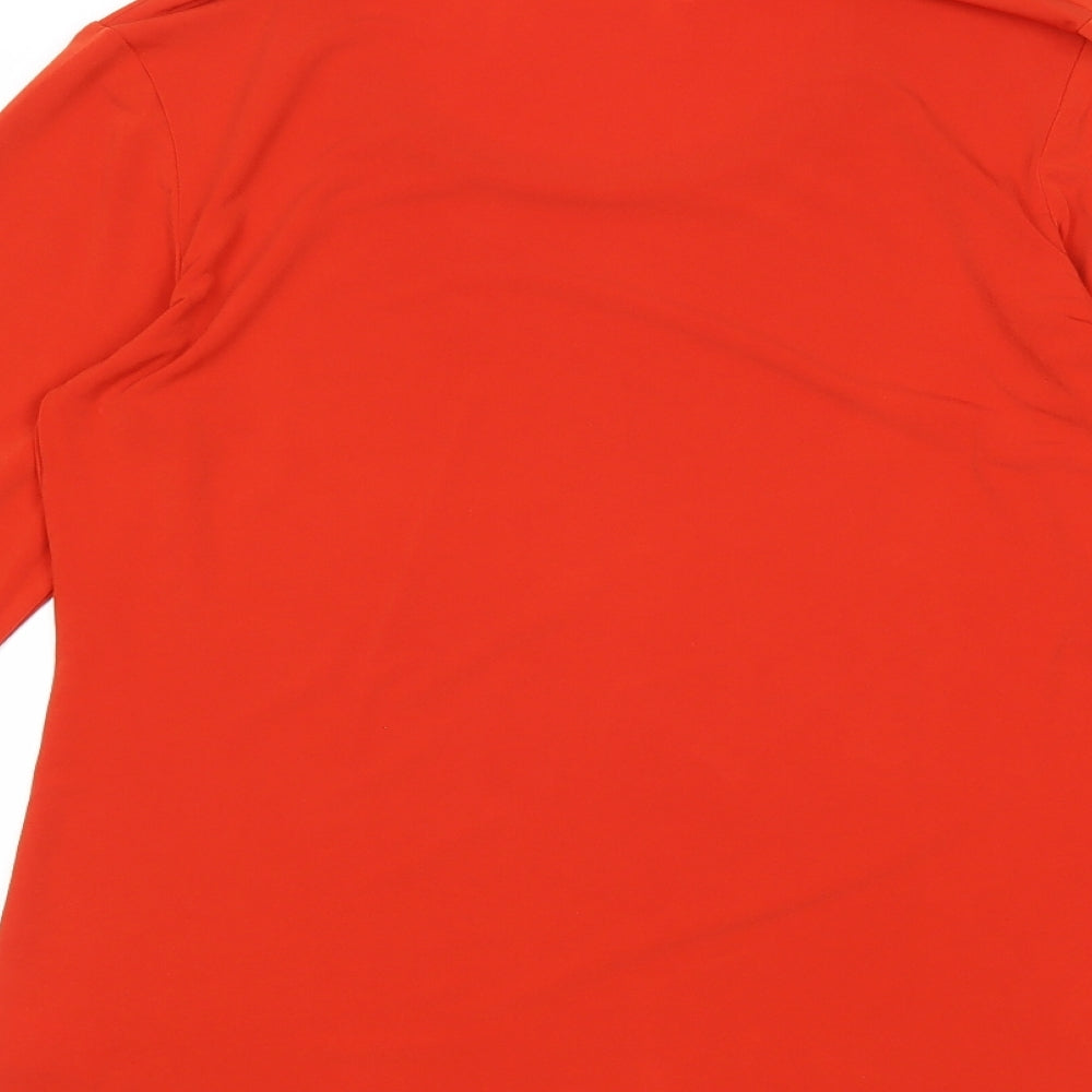 Susan Graver Womens Red Polyester Basic T-Shirt Size XS Round Neck