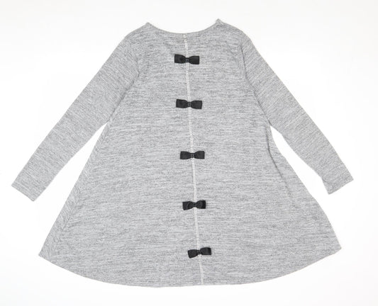 Mizumi Womens Grey Polyester Jumper Dress Size S Round Neck Pullover