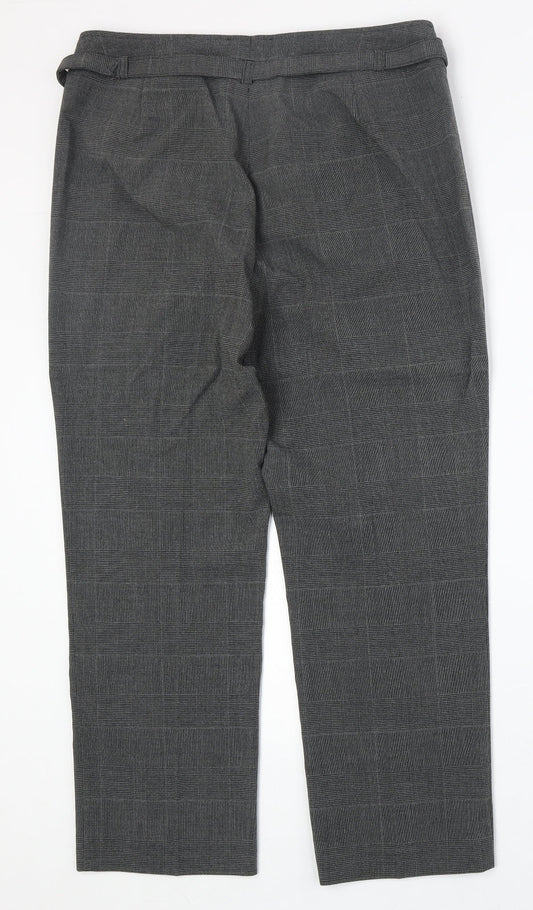 Kapp Ahl Womens Grey Plaid Polyester Trousers Size 33 in Regular Zip