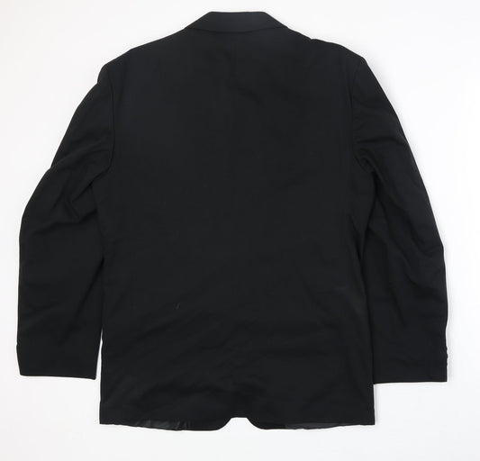 Classic Mens Black Polyester Jacket Suit Jacket Size 38 Regular
