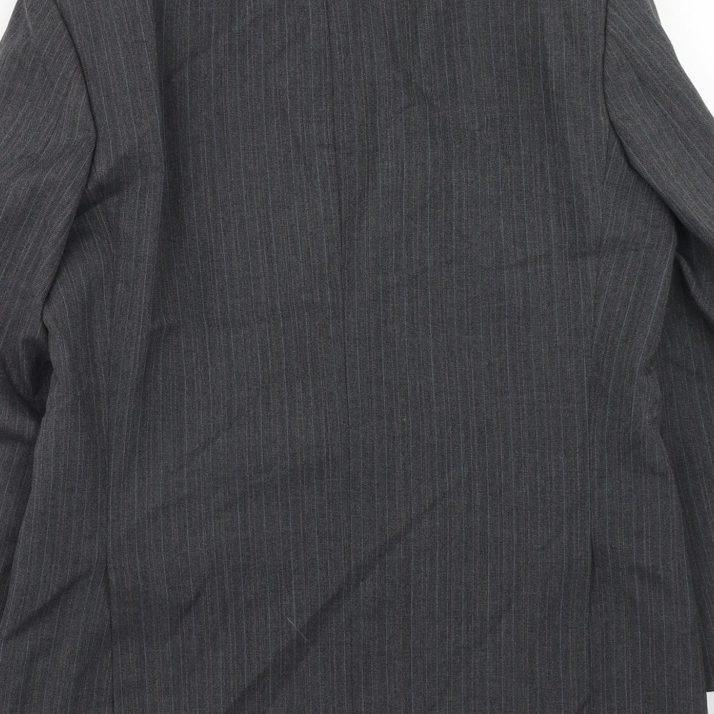 Marks and Spencer Mens Grey Striped Polyester Jacket Suit Jacket Size 40 Regular