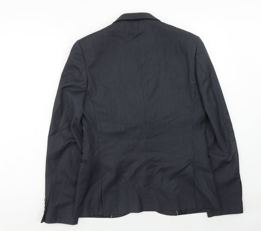 Topman Mens Blue Polyester Jacket Suit Jacket Size 38 Regular