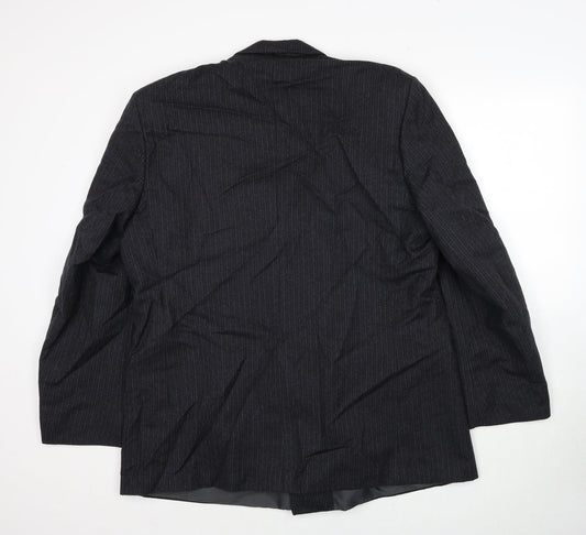 Hodges Mens Grey Striped Wool Jacket Suit Jacket Size 42 Regular