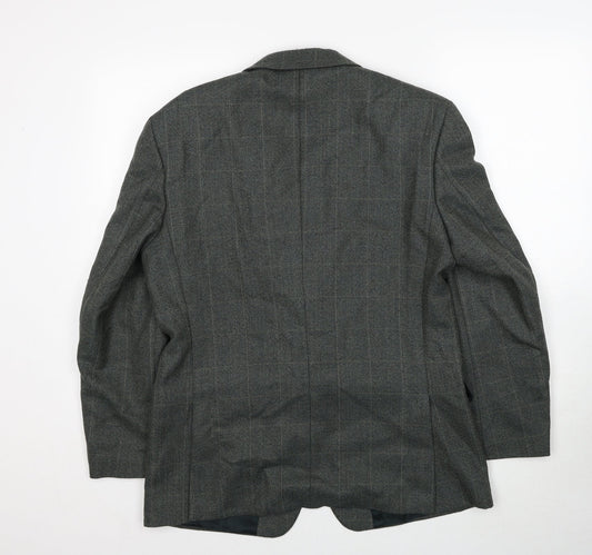 Preworn Mens Green Check Polyester Jacket Suit Jacket Size 40 Regular