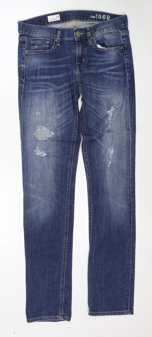 Gap Womens Blue Cotton Straight Jeans Size 26 in Regular Zip