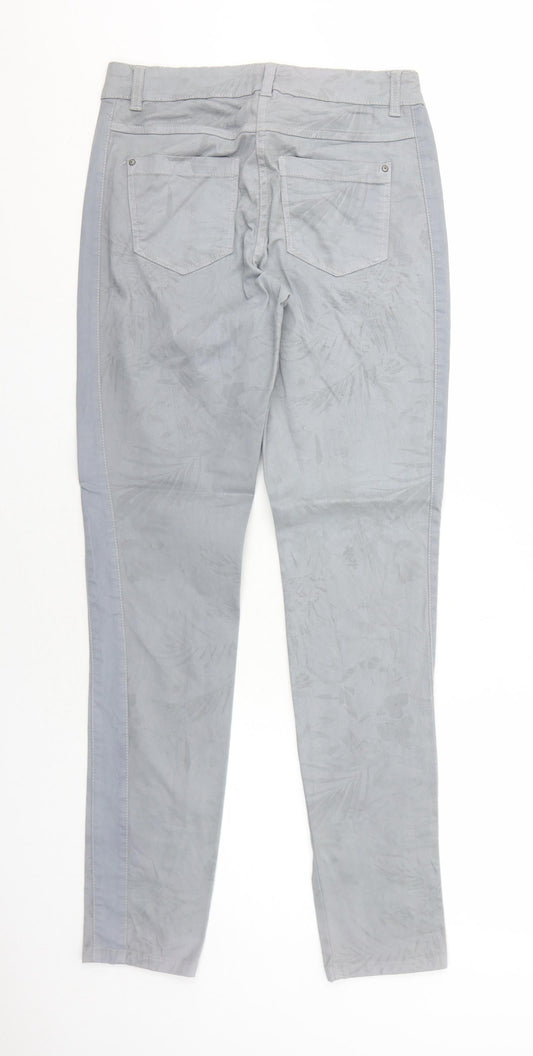 Blue Motion Womens Grey Herringbone Cotton Skinny Jeans Size 8 Regular Zip