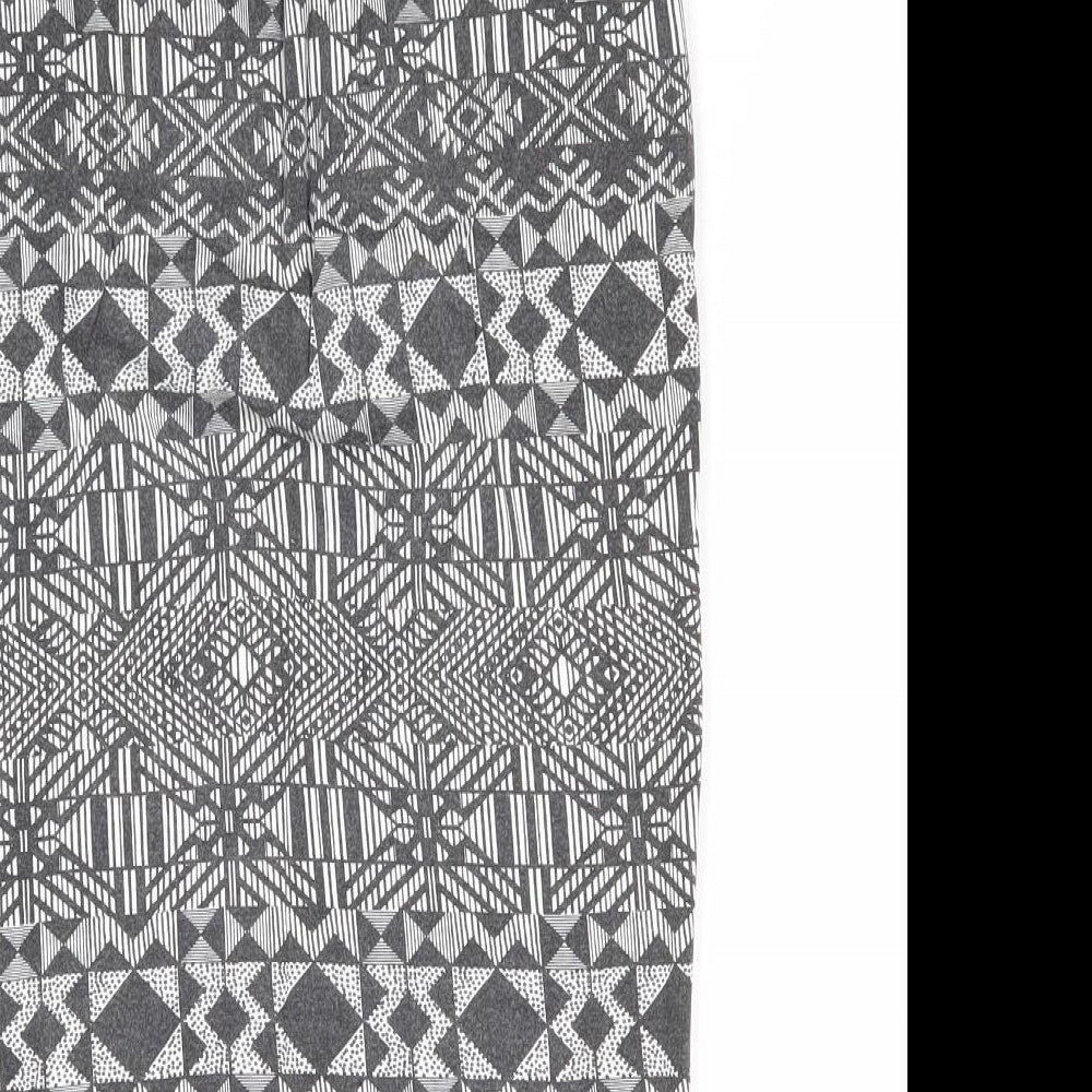 New Look Womens Grey Fair Isle Viscose Bandage Skirt Size 8 - Waist 22 inches