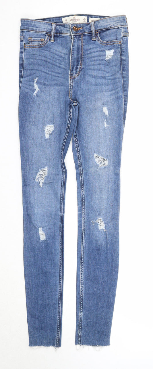 Hollister Womens Blue Cotton Skinny Jeans Size 24 in L30 in Regular Zip