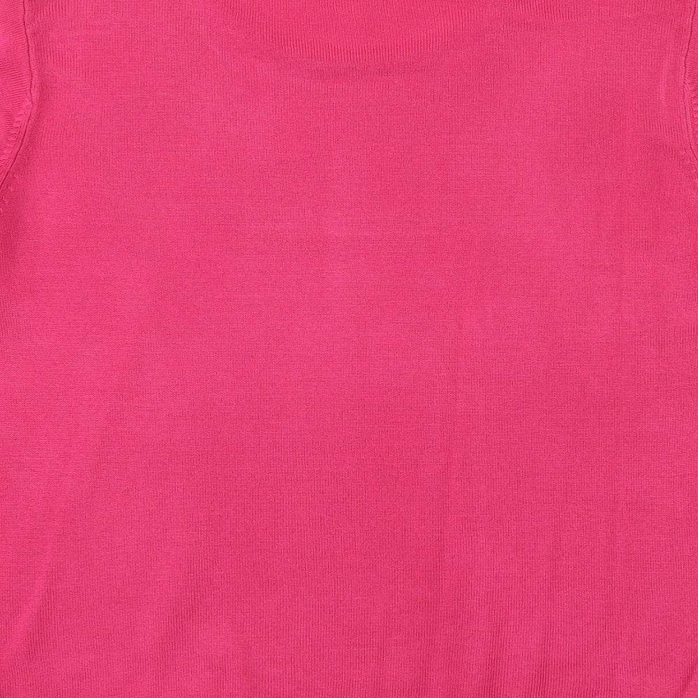 Marks and Spencer Womens Pink Boat Neck Acrylic Pullover Jumper Size 16