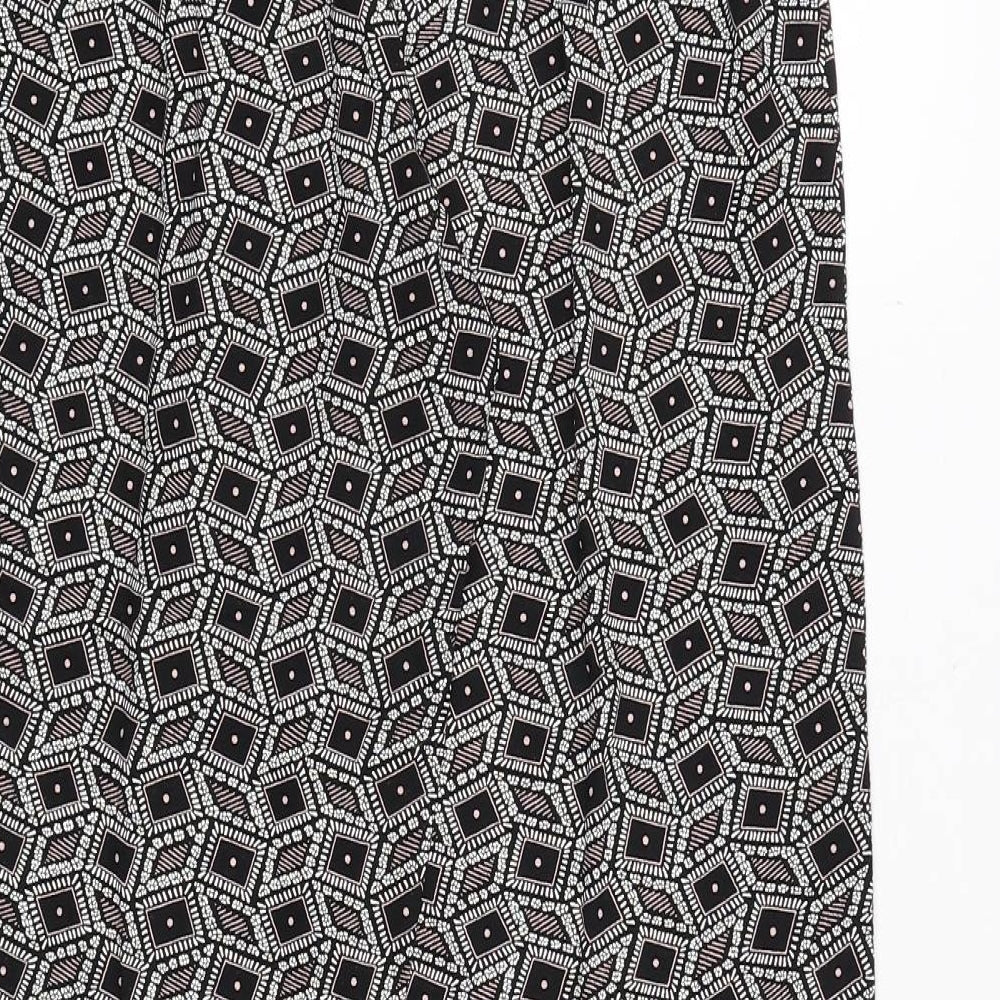 Preworn Womens Black Geometric Viscose Trousers Size S Regular