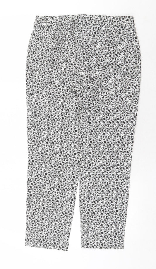 Miss Selfridge Womens White Floral Polyester Trousers Size 10 Regular Zip
