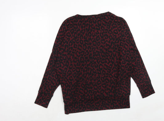 Dorothy Perkins Womens Purple Animal Print Polyester Pullover Sweatshirt Size 10 Pullover - Leopard Pattern