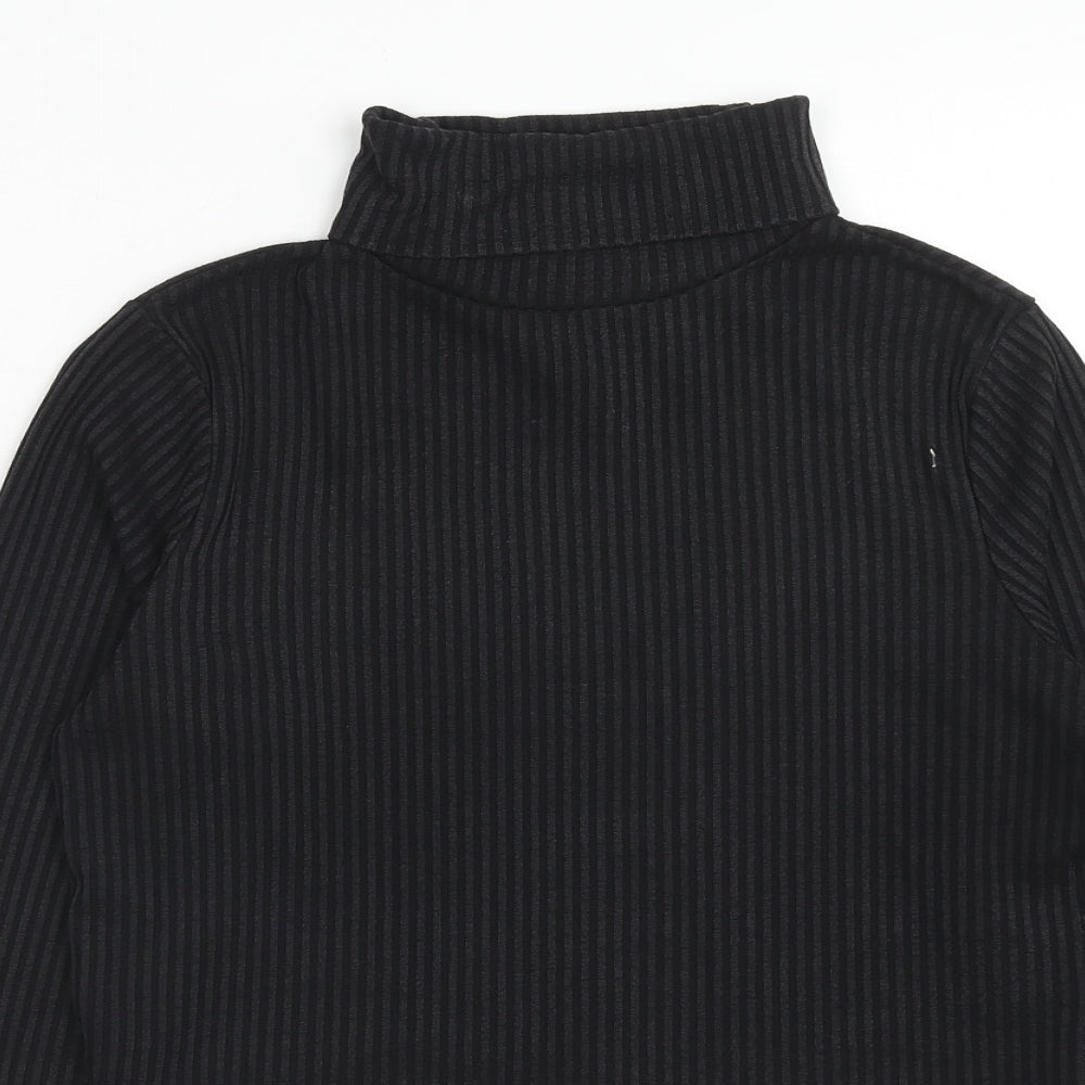 Brave Soul Womens Black Polyester Basic T-Shirt Size M Roll Neck