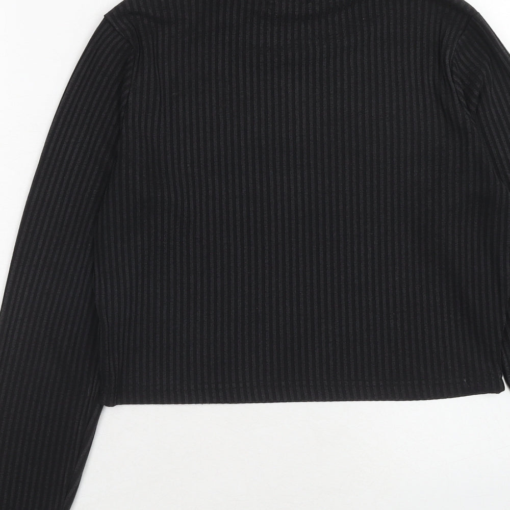 Brave Soul Womens Black Polyester Basic T-Shirt Size M Roll Neck
