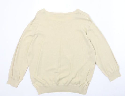 Cotsworld Womens Beige Round Neck Cotton Pullover Jumper Size XL