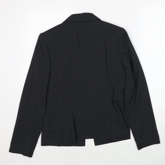 NEXT Womens Black Geometric Jacket Blazer Size 8 Button