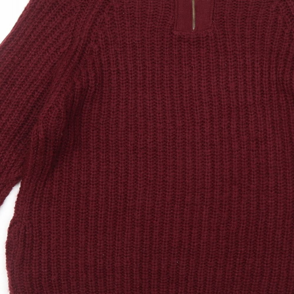 Store Twenty One Womens Red Boat Neck Acrylic Pullover Jumper Size M