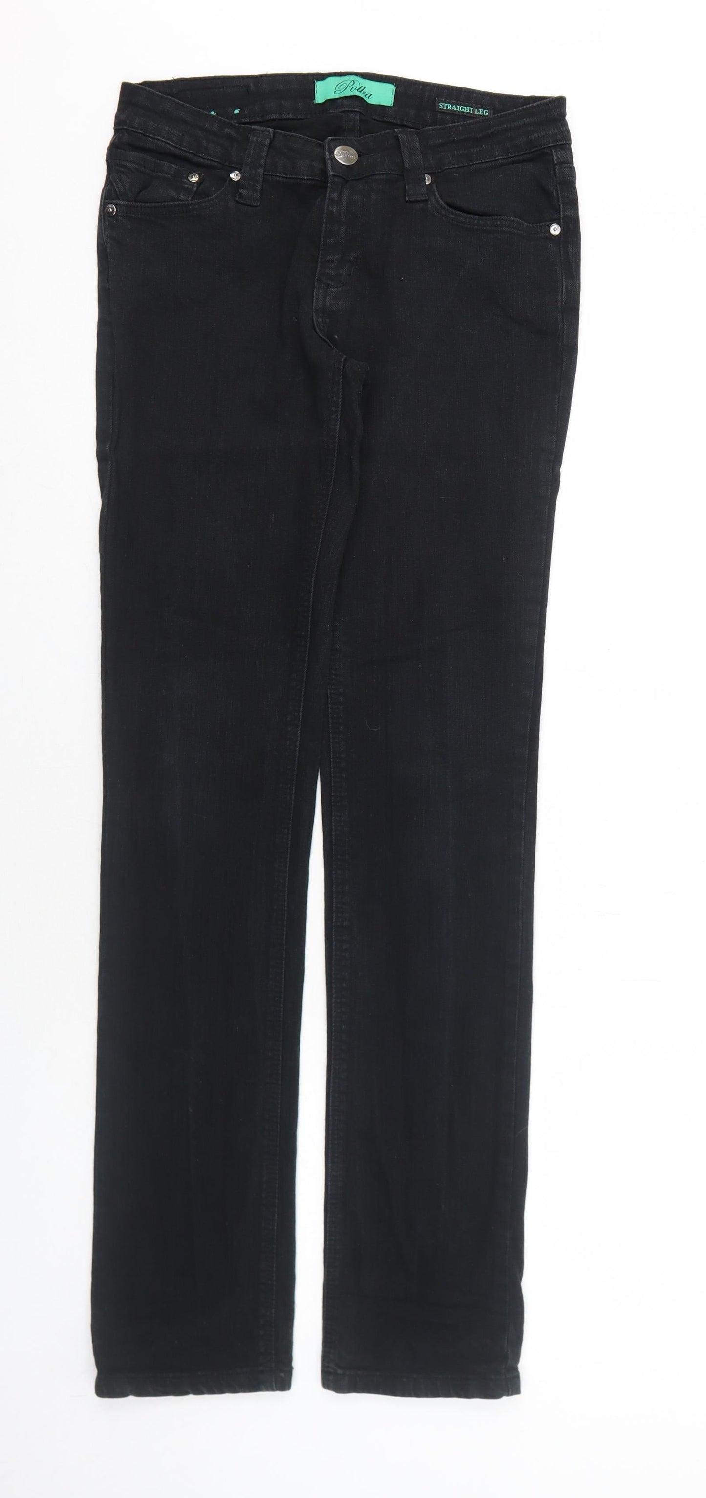 Polka Womens Black Cotton Straight Jeans Size 10 Regular Zip