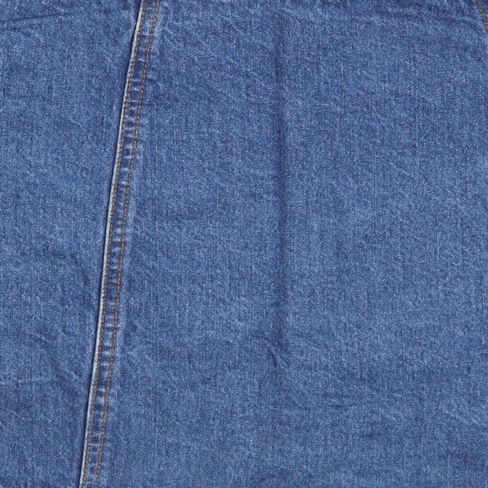 Cooperative Womens Blue Cotton A-Line Skirt Size S Button