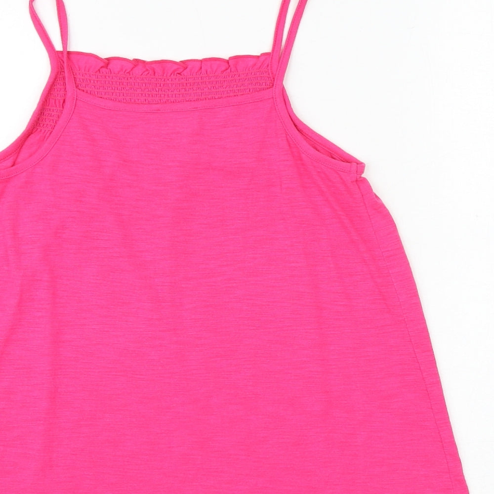 NEXT Girls Pink Viscose Basic Tank Size 11 Years Square Neck Pullover