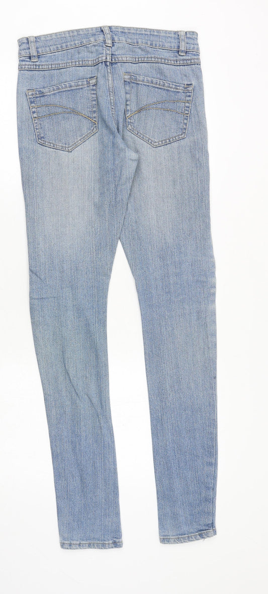 Redoute Womens Blue Cotton Skinny Jeans Size 4 Regular Zip