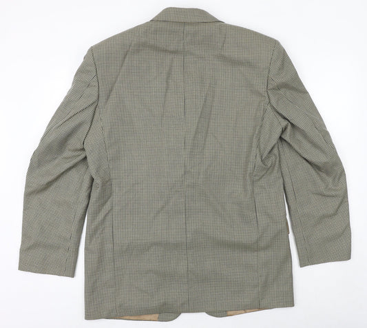 Burton Mens Brown Geometric Wool Jacket Blazer Size 40 Regular